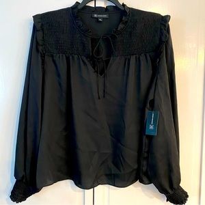 INC Black Long Sleeve Blouse